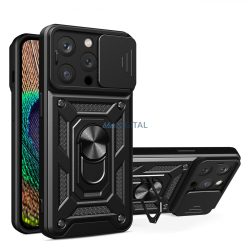   Hybrid Armor Camshield tok iPhone 14 Pro Armor tok kamerahuzat fekete