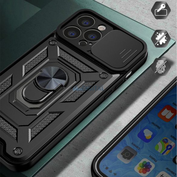 Hybrid Armor Camshield tok iPhone 14 Pro Armor tok kamerahuzat kék