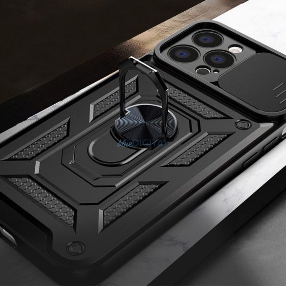 Hybrid Armor Camshield tok iPhone 14 Pro Max Armor tok kameravédővel kék