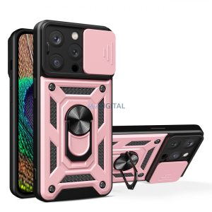 Hybrid Armor Camshield tok iPhone 14 Pro Max Armor tok kameravédővel rózsaszín