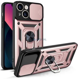 Hybrid Armor Camshield tok iPhone 13 Armor tok kamerahuzat rózsaszín