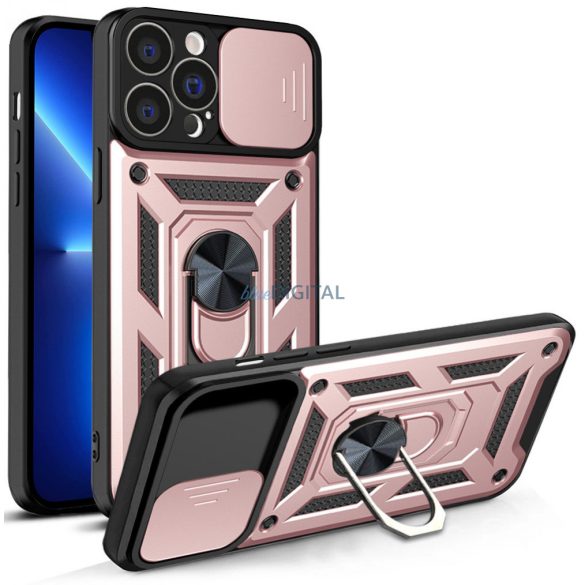 Hybrid Armor Camshield tok iPhone 13 Pro Armor tok kamerahuzat rózsaszín