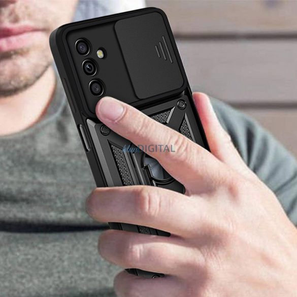 Hybrid Armor Camshield tok Samsung Galaxy A13 5G Armor tok kameravédővel fekete