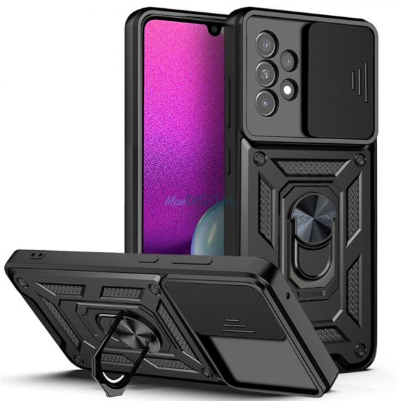 Hybrid Armor Camshield tok Samsung Galaxy A33 5G Armor tok kameravédővel fekete