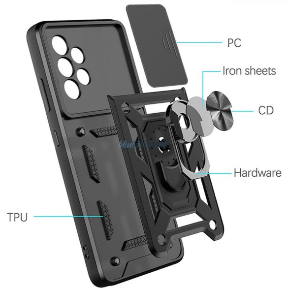 Hybrid Armor Camshield tok Samsung Galaxy A33 5G Armor tok kameravédővel kék