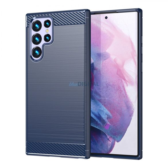 Carbon tok Samsung Galaxy S23 Ultra rugalmas szilikon Carbon tok kék