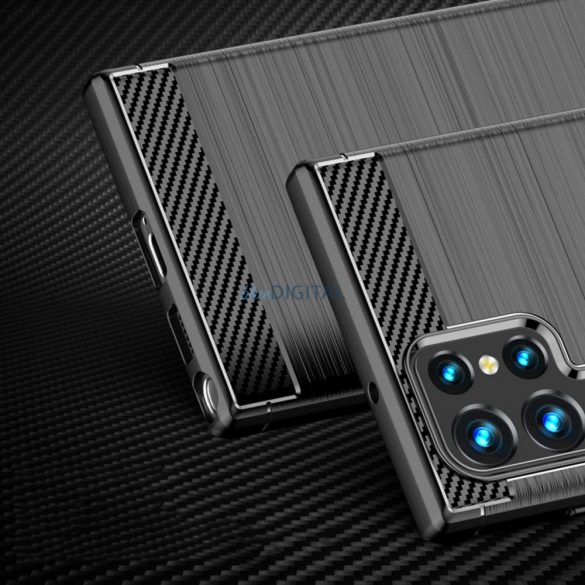 Carbon tok Samsung Galaxy S23 Ultra rugalmas szilikon Carbon tok fekete