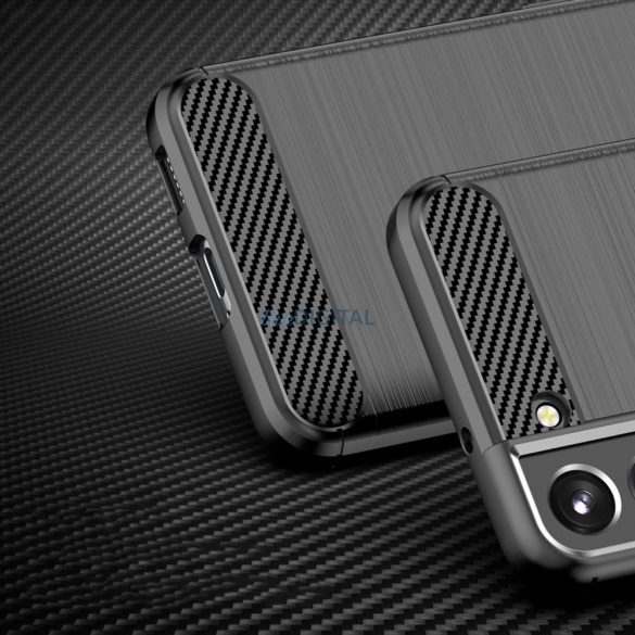 Carbon Case tok Samsung Galaxy S23+ rugalmas szilikon Carbon tok fekete
