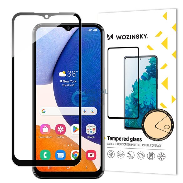 Wozinsky Full Glue edzett üveg Samsung Galaxy A14 5G 9H teljes képernyős fekete kerettel