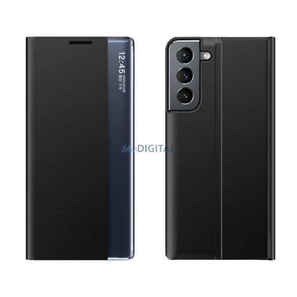 New Sleep Case tok Samsung Galaxy S23+ tok flip állvány fekete
