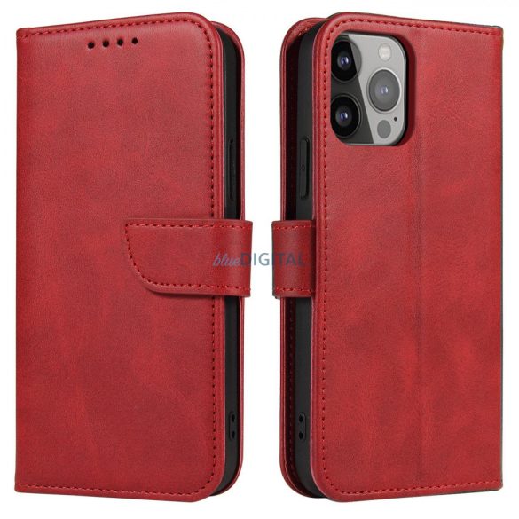 Mágneses tok Samsung Galaxy S23 tok flip pénztárca állvány piros