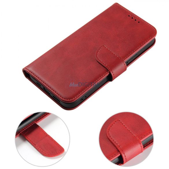 Mágneses tok Samsung Galaxy S23 tok flip pénztárca állvány piros