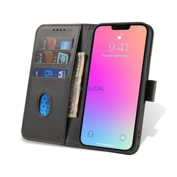 Mágneses tok Samsung Galaxy S23+ flip cover pénztárca állvány fekete