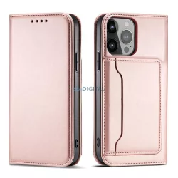   Magnet Card Case Samsung Galaxy S23  mágneses flipes tok pénztárcával, állvánnyal, rózsaszín