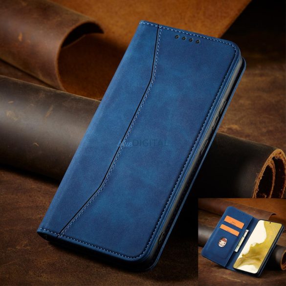 Magnet Fancy Case Samsung Galaxy S23 mágneses flipes tok pénztárcával, állvánnyal, kék