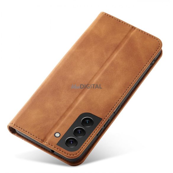 Magnet Fancy Case Samsung Galaxy S23 mágneses flipes tok pénztárcával, állvánnyal, barna