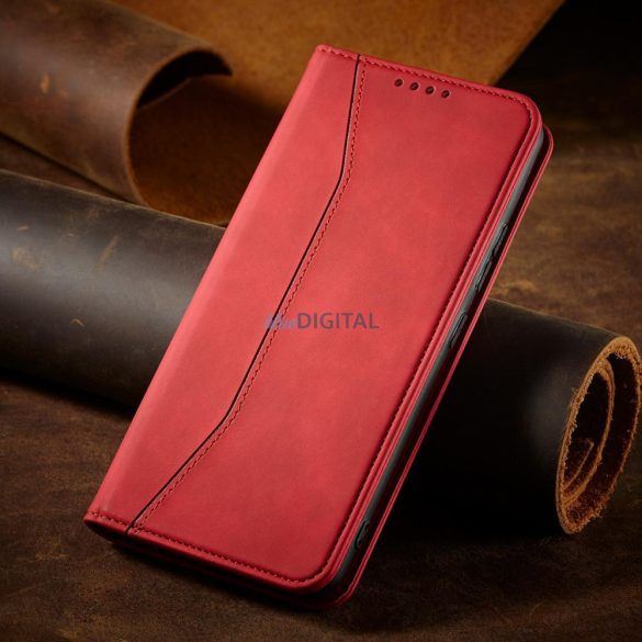 Magnet Fancy Case Samsung Galaxy S23+ mágneses flipes tok pénztárcával, állvánnyal, piros