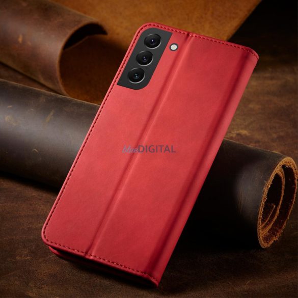 Magnet Fancy Case Samsung Galaxy S23+ mágneses flipes tok pénztárcával, állvánnyal, piros