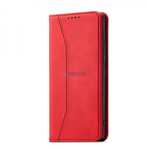 Magnet Fancy Case Samsung Galaxy S23 Ultra mágneses flipes tok pénztárcával, állvánnyal, piros