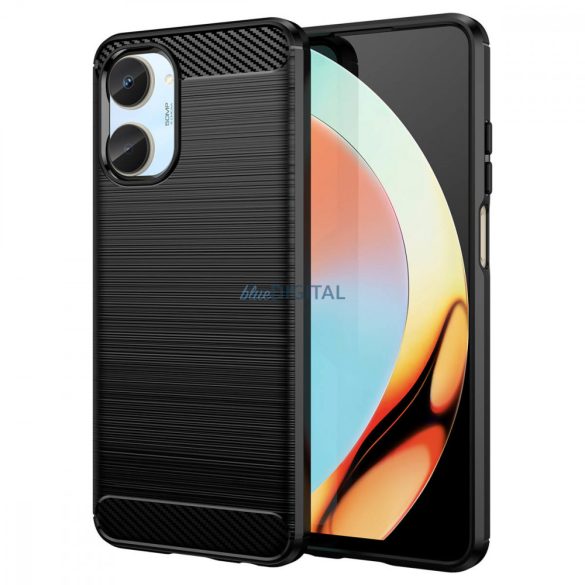 Carbon Case tok Realme 10 Rugalmas szilikon carbon tok fekete