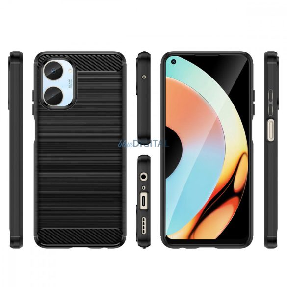 Carbon Case tok Realme 10 Rugalmas szilikon carbon tok fekete