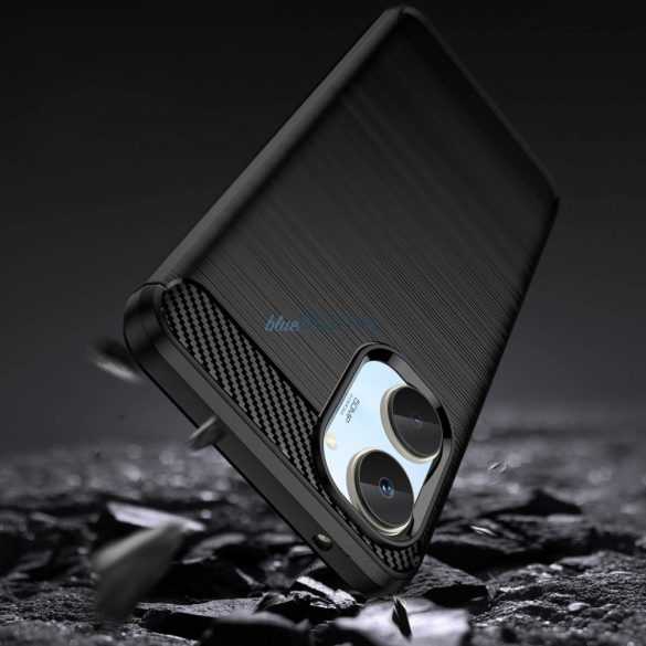 Carbon Case tok Realme 10 Rugalmas szilikon carbon tok fekete