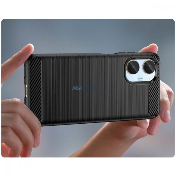 Carbon Case tok Realme 10 Rugalmas szilikon carbon tok fekete