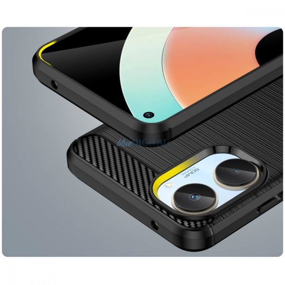 Carbon Case tok Realme 10 Rugalmas szilikon carbon tok fekete