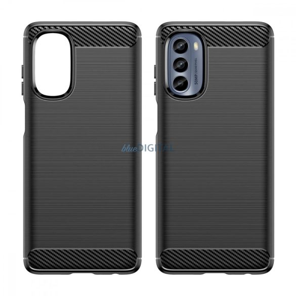 carbon tok Motorola Moto G62 5G Rugalmas szilikon carbon tok fekete