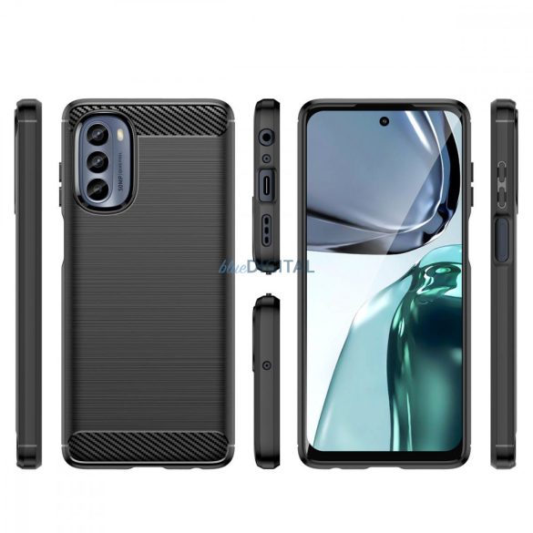 carbon tok Motorola Moto G62 5G Rugalmas szilikon carbon tok fekete