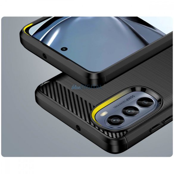 carbon tok Motorola Moto G62 5G Rugalmas szilikon carbon tok fekete