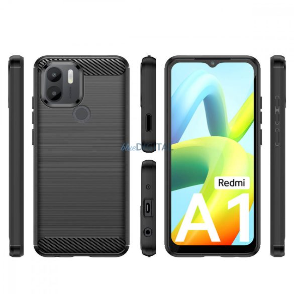 carbon tok Xiaomi Redmi A1+ Rugalmas szilikon carbon tok fekete