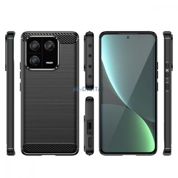 Carbon Case tok Xiaomi 13 Pro Rugalmas szilikon carbon tok fekete