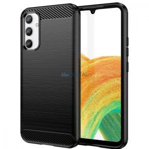 carbon tok Samsung Galaxy A04e Rugalmas szilikon carbon tok fekete