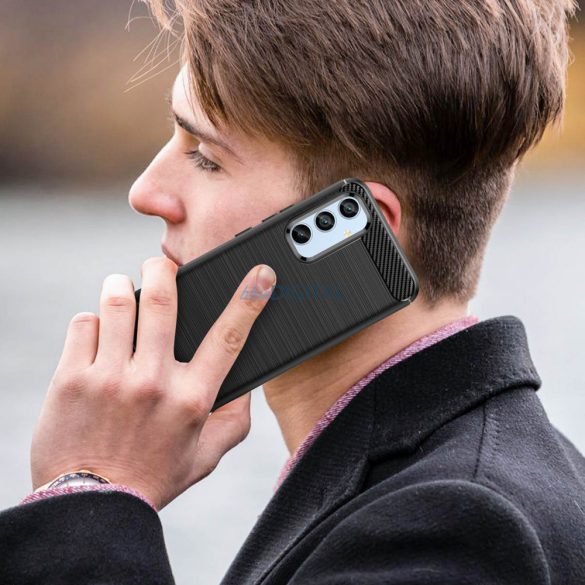 carbon tok Samsung Galaxy A54 5G Rugalmas szilikon carbon tok fekete