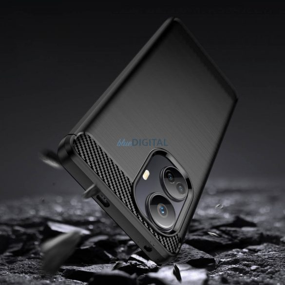 Carbon Case tok Realme 10 Pro+ Rugalmas szilikon carbon tok fekete