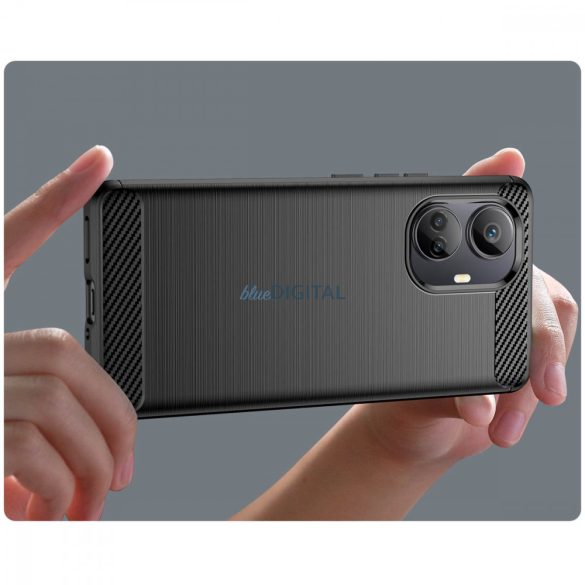 Carbon Case tok Realme 10 Pro+ Rugalmas szilikon carbon tok fekete