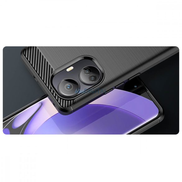 Carbon Case tok Realme 10 Pro+ Rugalmas szilikon carbon tok fekete