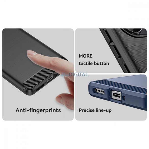 Carbon Case tok Realme 10 Pro+ Rugalmas szilikon carbon tok fekete