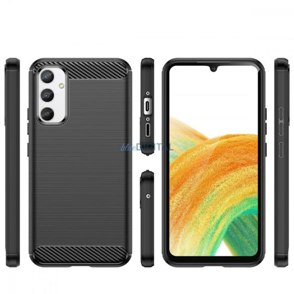 Carbon Case tok Realme 10 Pro Rugalmas szilikon carbon tok fekete