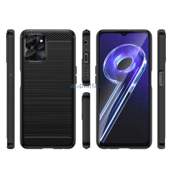 carbon tok Realme 10 5G / Realme 9i 5G Rugalmas szilikon carbon tok fekete