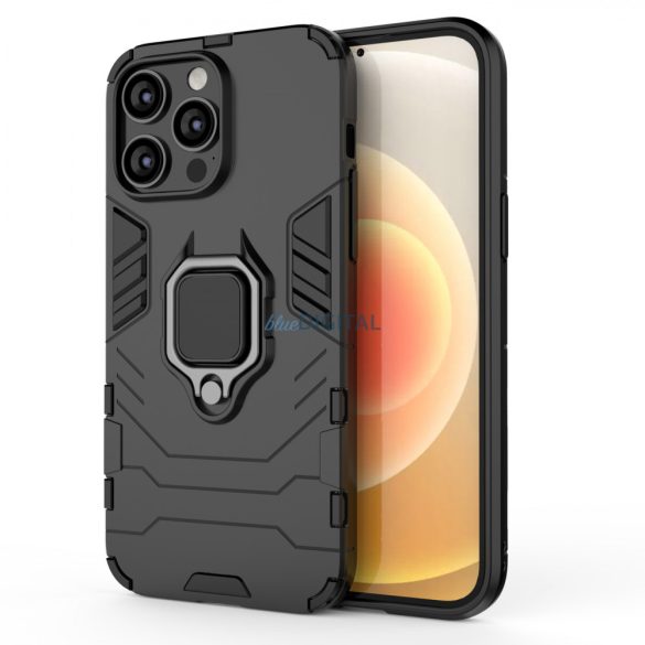 Ring Armor tok iPhone 14 Pro Max Armor tok mágneses tartó gyűrű fekete