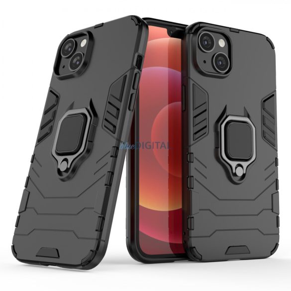 Ring Armor tok iPhone 14 Pro Max Armor tok mágneses tartó gyűrű fekete