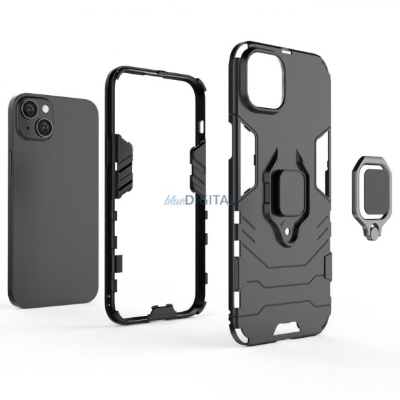 Ring Armor tok iPhone 14 Pro Max Armor tok mágneses tartó gyűrű fekete