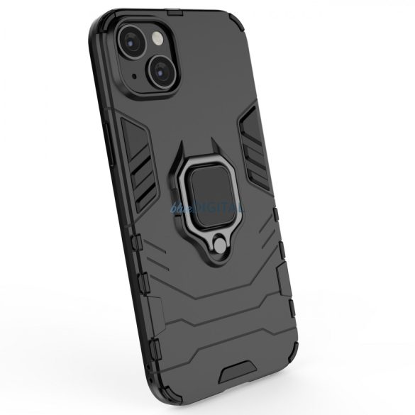 Ring Armor tok iPhone 14 Pro Max Armor tok mágneses tartó gyűrű fekete