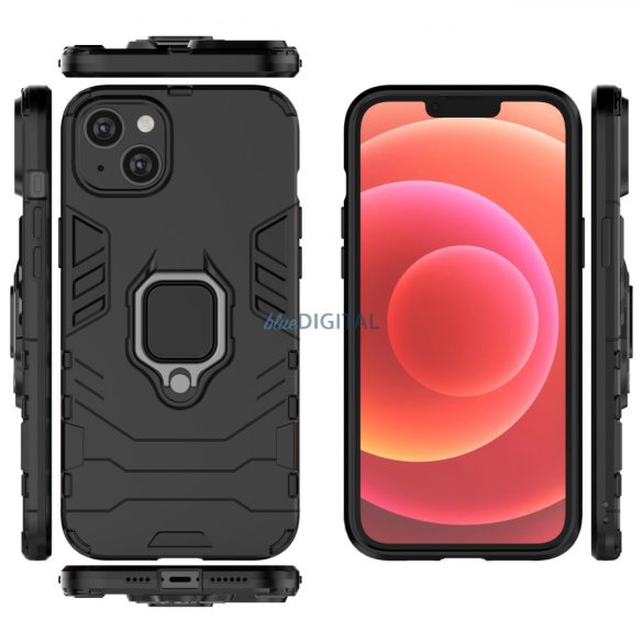 Ring Armor tok iPhone 14 Pro Max Armor tok mágneses tartó gyűrű fekete