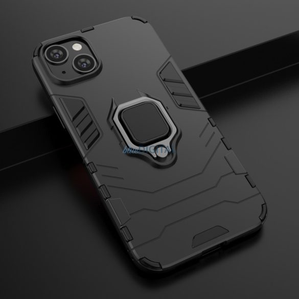 Ring Armor tok iPhone 14 Pro Max Armor tok mágneses tartó gyűrű fekete