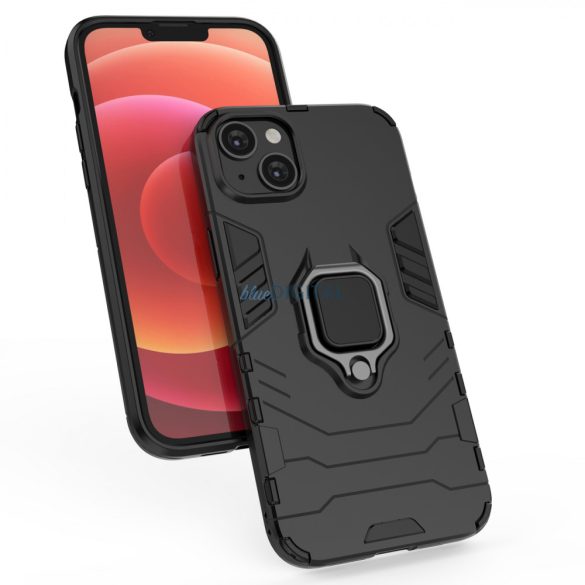 Ring Armor tok iPhone 14 Pro Max Armor tok mágneses tartó gyűrű fekete