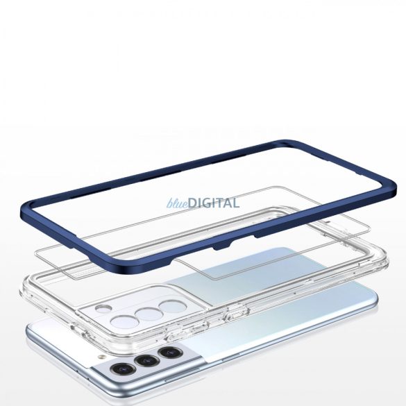 átlátszó 3in1 tok Samsung Galaxy S23+ szilikon tok keret kék