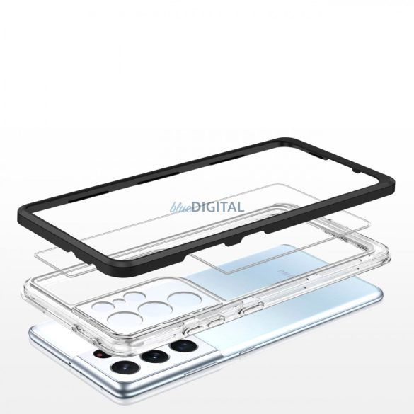 átlátszó 3in1 tok Samsung Galaxy Samsung Galaxy S23 Ultra szilikon tok keret fekete